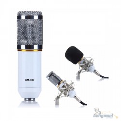 Microfone Condensador Profissional Studio E Tripé Branco